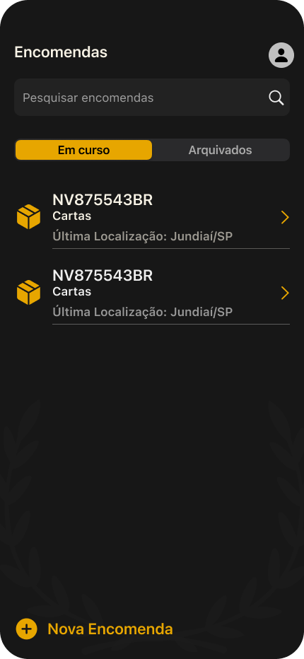 App Hermes de rastreamento de encomendas